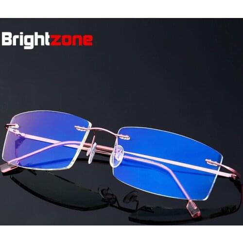 Brightzone 9 Colour Anti Blue Ray Light Rimess Frame Men Metal Spectacle Foldable Leg Optical Computer Women Glasses Optometry
