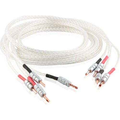 TONEKATE 8AG OCC silver-plated 4to416 strand speaker cable HIFI tube amplifier fever speaker cable copper banana plug