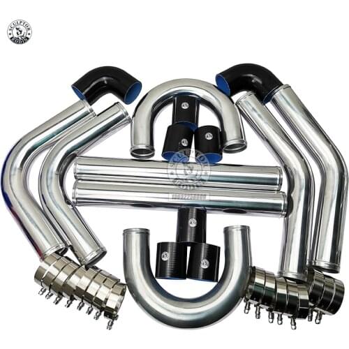 2.0 2.25 2.5 2.75 3.0" INCH 51 57 63 70 76mm UNIVERSAL 2MM THICKNESS ALUMINUM INTERCOOLER TURBO PIPE PIPING KIT