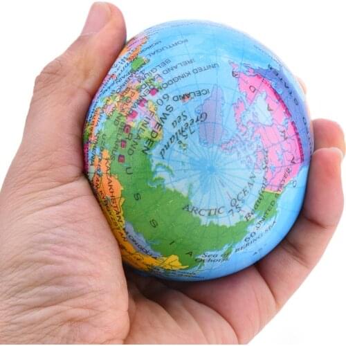 6-10CM PU Funny Foam Bouncy Ball Tellurion Adult Decompression Toys Worldmap Sponge Ball Fidget Toys Relieve Autism Kids Gift