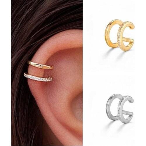 925 Silver Ear Buckle Hip Hop Punk CZ Clip on Earring for Women Cute Ear Cuff Ear Cuff Earring Non Pierced Elegant Fine Earrings