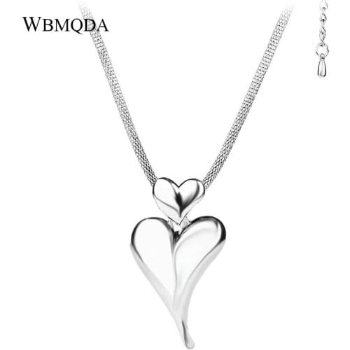 New Love Heart Big Chunky Necklace Silver Color Fashion Necklaces For Women 2018 High Quality Christmas Gift