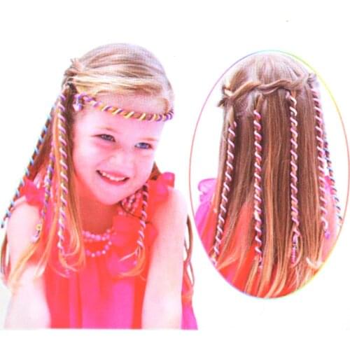 2pcs/lot Rainbow Color Long Elastic Hair Bands Headwear Hair Accessories Random Color Headband Cute Girls Hair band Crystal