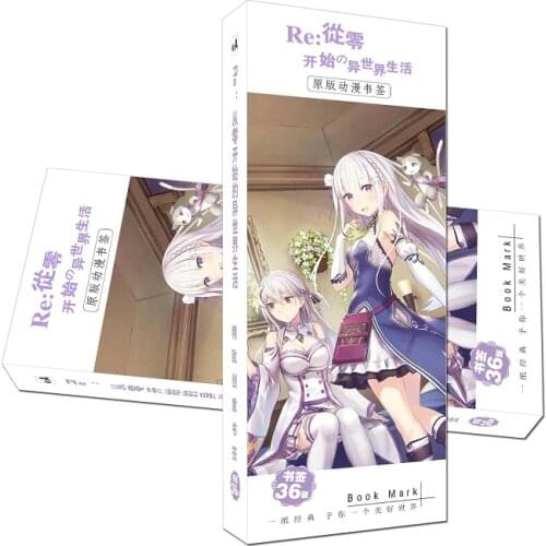 36 Pcs/Set Anime Re:Life in a different world from zero Paper Bookmark Book Holder Message Card Stationery