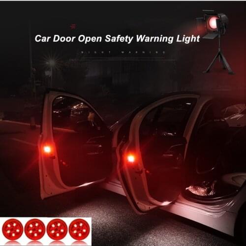 4pcs/set 5 LEDs Car Door Opening Warning Lights Wireless Magnetic design Strobe Flashing Anti Rear-end Collision Safety Lamps