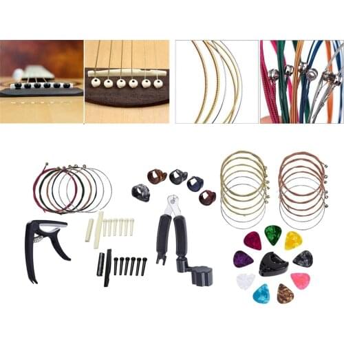 51Pcs/set Guitar Accessories Acoustic Tuner Capo Picks Pick Holder Maintain Tool 3-in-1 Guitar Capo Guitar Playing Tool