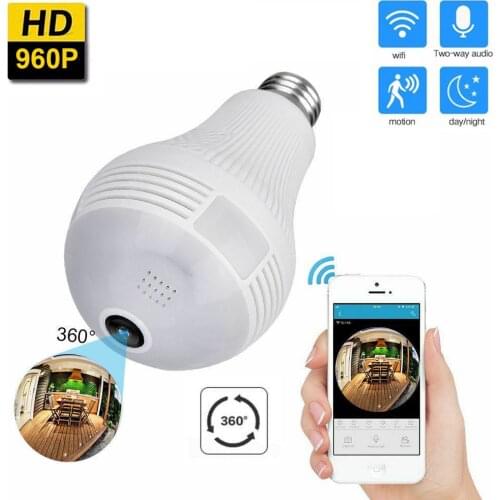 960P HD WiFi IP Camera 360° VR Panoramic Fisheye Bulb Light Panoramic Cam Home Security Security WiFi Fisheye Bulb Lamp camera