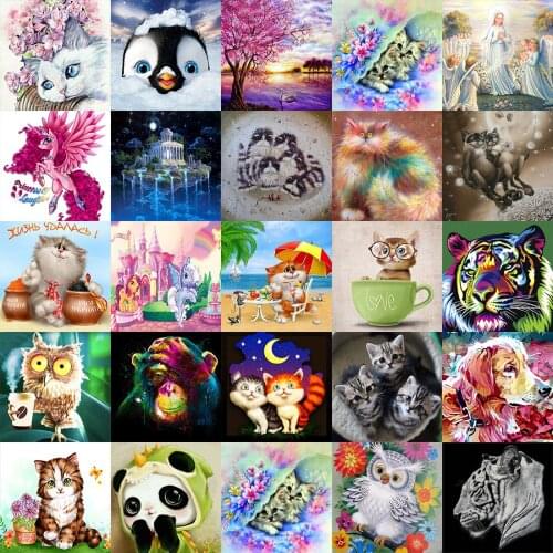 5D DIY Diamond Painting Animal Cat Tiger Embroidery Cross Stitch Mosaic Sticker Home Decoration Wall Stickers Handmade