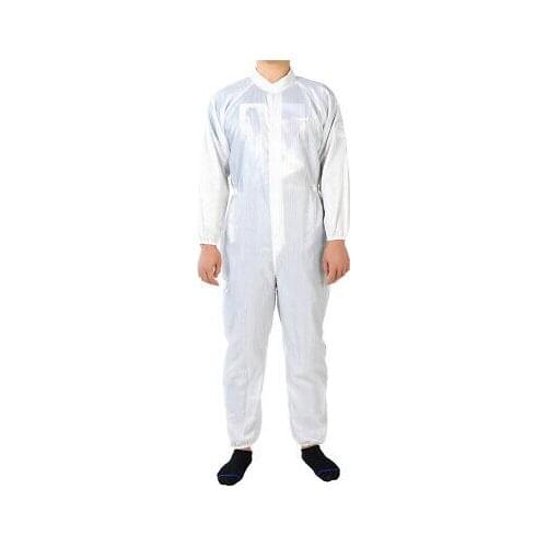 Anti Static Overalls Siamese Unisex ESD Lab Coat Button Up S White