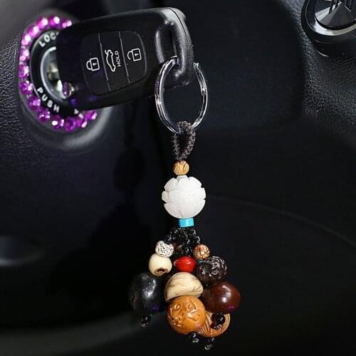Car key ring blessing good wish Taomu Bodhi creative car decoration pendant man womens simple Keyring ring girls bag ornament