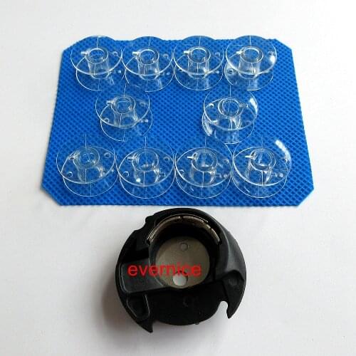Bobbin Case+10 Bobbin For Bernette 65 90E Euro Pro Juki Pfaff White #Nb1275000