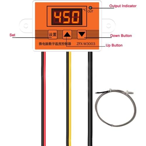10A 12V 24V 220V Digital LED Temperature Controller W3003 For Incubator Cool Heat Switch Thermostat K-type Thermocouple Sensor