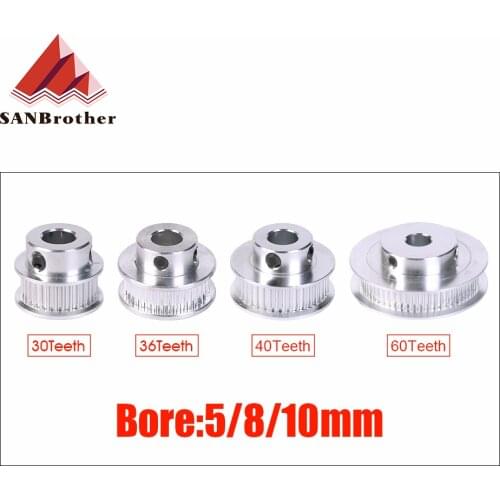 3D Printer Parts GT2 Timing Pulley 30 36 40 60 Tooth Wheel Bore 5mm 8mm Aluminum Gear Teeth Width 6mm 2GT Accessories For Reprap