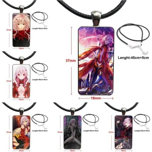 For Lovers Best Friendship Design Fashion Vintage Glass Women Rectangle Necklace Pendants Lovely Anime Girl Inori Guilty Crown