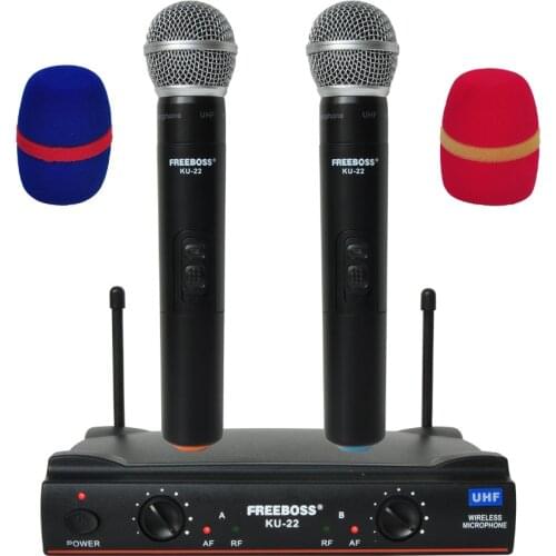 KU-22 UHF Long Range Dual Channel 2 Handheld Mic Transmitter Professional Karaoke UHF Wireless Microphone System