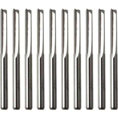 10Pcs Tungsten Steel CNC Router Bits 2 Flute Straight Slot Wood MDF Milling Cutter 3.175mm Shank Diameter