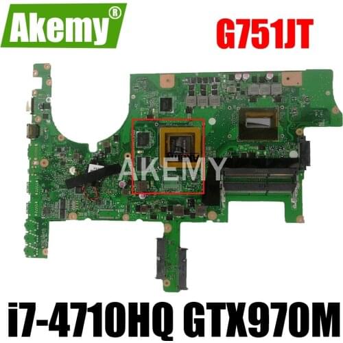 G751JT With i7-4710HQ CPU GTX970M 3GB Mainboard For ASUS ROG G751 G751J G751JY G751JT G751JM G751JS laptop motherboard 100% Test
