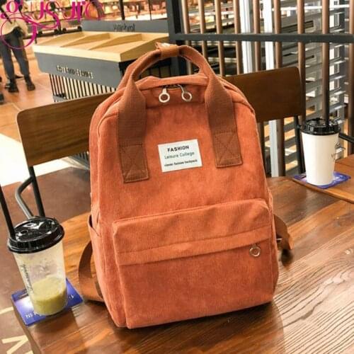 Gusure Corduroy Backpacks For Women 2021 Mochila Fashion Winter Casual Style Ladies Solid Color Back Pack Female Teen Girls Bag