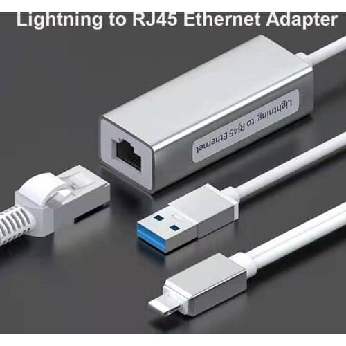 IOS14 Lightning to Ethernet 100Mbps RJ45 Wired Network Adapter for iPad iphone 12 11 X XS to RJ45 Wired Cable Link USB port OTG