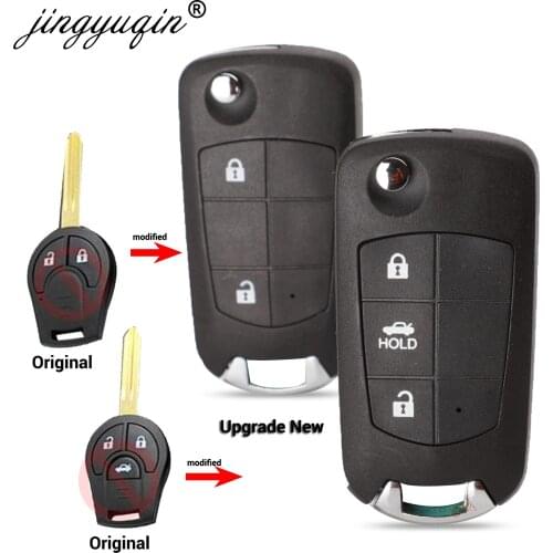 Jingyuqin 10P Remote Flip Folding Key Shell Case Fob for Nissan Juke March Qashqai Sunny Sylphy Tiida X-Trai Upgrade