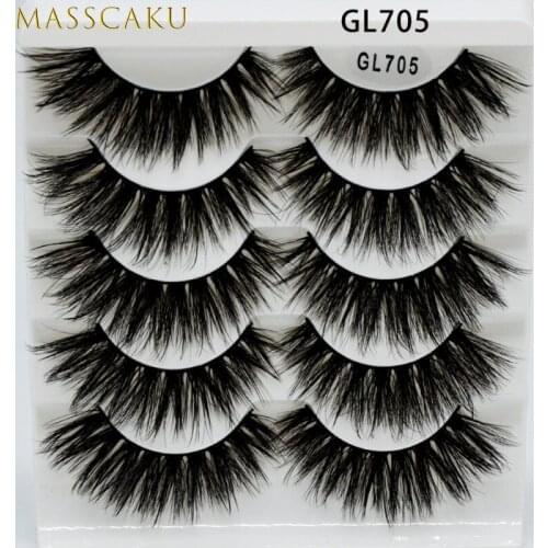 MASSCAKU 5 pairs 3d mink natural false eyelashes fake lashes long makeup lashes eyelash extension mink eyelashes for beauty