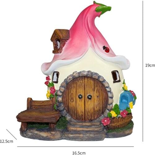 Solar Light Fairy House Miniature Statue Garden Yard Ornament Sculpture