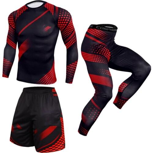 Mens Compression Sportswear Suits Gym Tights Training Clothes Workout Jogging Sports Set Running Rashguard Tracksuit For Men