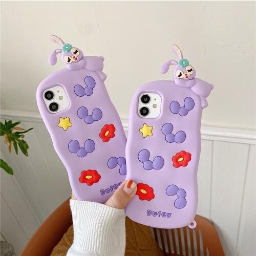 3D Cartoon Cute Dufey Bunny Silicone Back Cover For iPhone 5 5s SE 5C 6 6s X XR Xs 12 Mini 11 Pro Max 7 8 Plus Phone Case Fundas