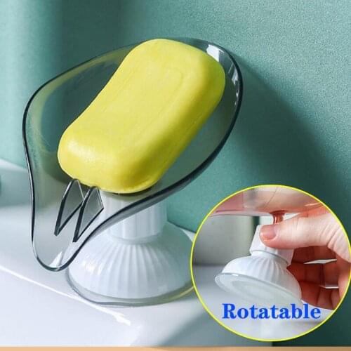 Bathroom Leaf Drain Soap Box Creative Soap Holder Multifunctional Rotating Storage Rack Kitchen Organizer Soap Dishes XHW