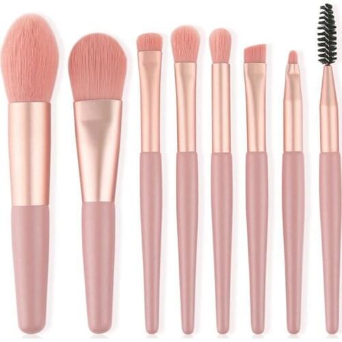 8 Makeup Brushes Set Orange and Blue Thick Handle Soft Skin-Friendly Makeup Tools Eyebrow Make Up Beauty Cosmestic Brushes