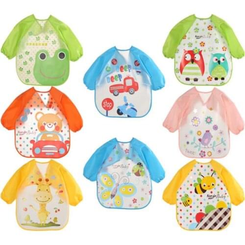 Baby Bibs Waterproof Long Sleeve Apron Cute Feeding Smock Bib Baby Care Stuff Accessories Children Feeding Smock Bib Hot Sale