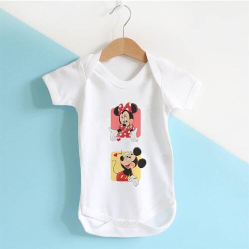 2021 New Fashion Baby Rompers Mickey Minnie Mouse Printed Baby Girls Boys Jumpsuit Infant Toddler Baby Playsuit Kids Clothing