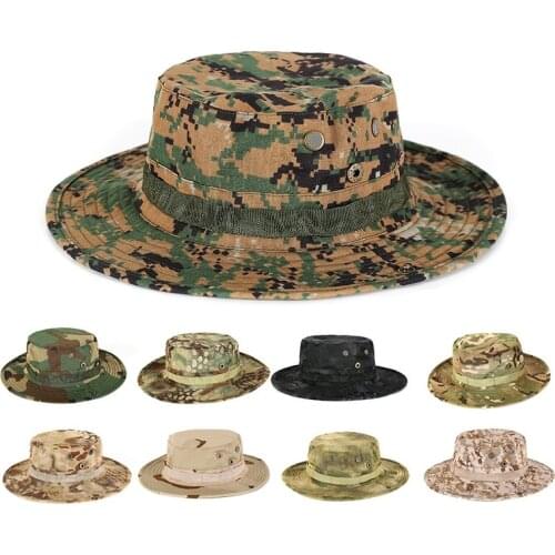 New Tactical Airsoft Camouflage Boonie Hats Army Cadet Military Cap Summer Outdoor Camping Hiking mans Round Fishing Hat