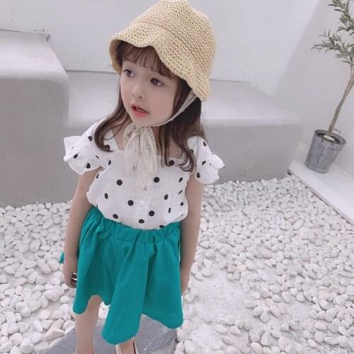 Baby Clothes Fashion New Toddler Girl Lovely Shirt Childrens Polka Dot Tee Shirt Baby Girl Ruffle Shirt Blouse Kids Strap Tees