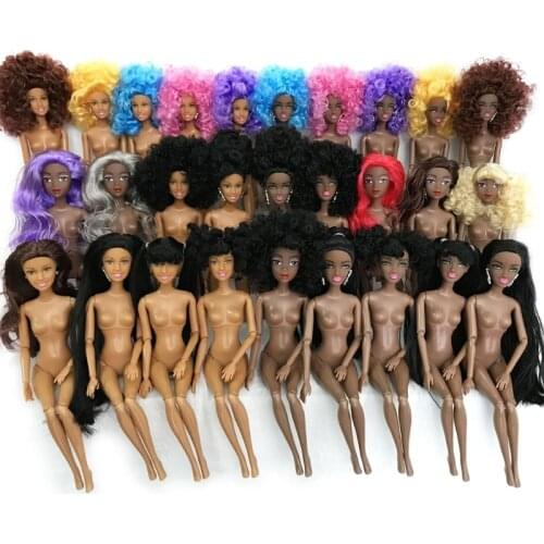 Moveable Jointed Doll American African Nude Doll Dollhouse Decor Changeable Dressup for Activity Center Interactive Toy