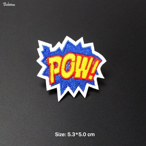 Popular Applique Pow! Hot Ironing Patch Stripe on clothes Embroidered Badges for Jacket Jean Stickers Patchwork