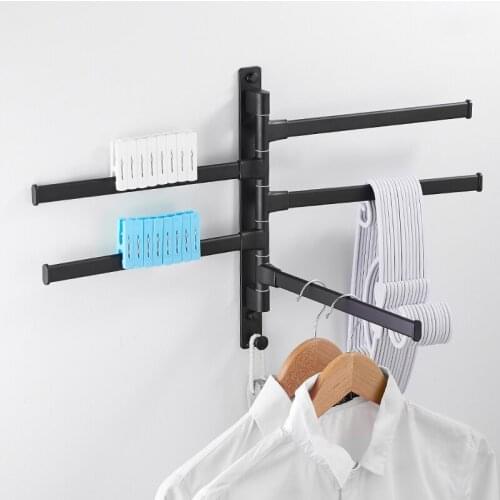 Aluminium Alloy Bathroom Swivel Towel Bar, 2/3/4/5-Arm Swing Hanger Towel Rack with Hook Space Saving Wall Mounted Rotating Towe