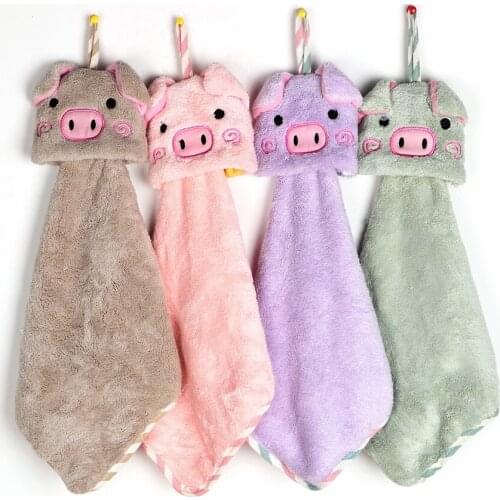 Cleaning Cloths Cartoon Animal Towel Household Hand Towel Pig Head Hand Towel Coral Fleece Kitchen Accessories Super Absorbent