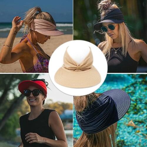 Summer Women Solid Color Empty Top Sun Hat Elastic Breathable Anti-Ultraviolet Soft And Comfortable Riding Cap Sports Cap Beach