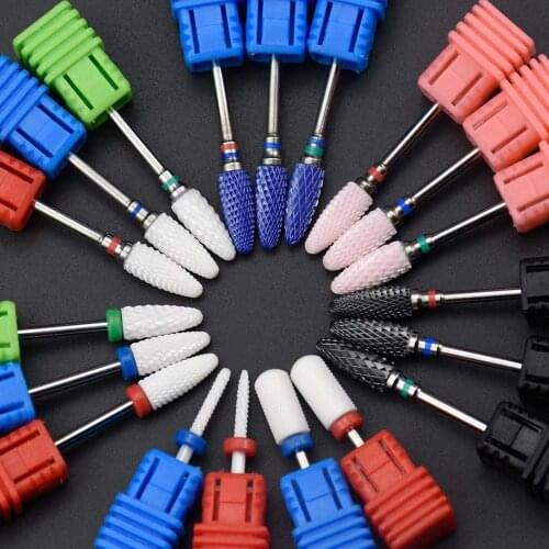 Timistory 19 Type 3/32" Ceramic Nail Drill Bit Nail Milling Cutter Multiple Color Manicure Pedicure Drill& Accessory Nail Tools
