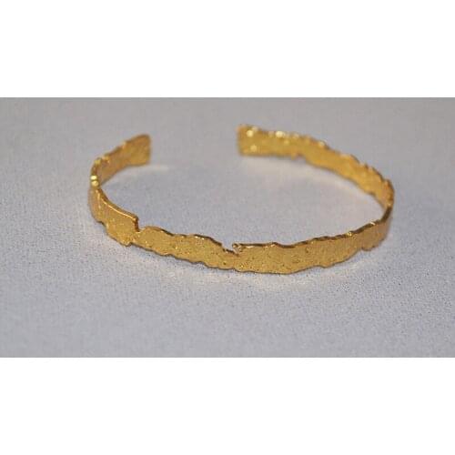 Korean original niche simple concave-convex hammering textured tin foil brass open thin bracelet bangle
