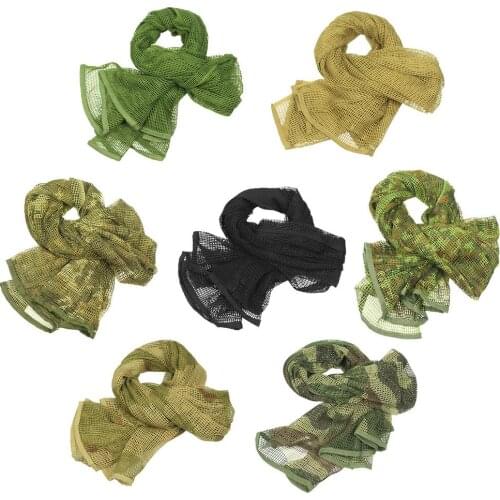 Military Tactical Scarf Camouflage Mesh Neck Scarf KeffIyeh Sniper Face Scarf Shemagh Head Wrap For Outdoor Camping Hunting