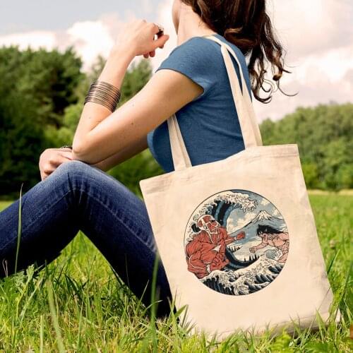 Japan Anime Attack on Titan Tote Bag Manga AOT Tote Levi Ackerman Shopping Bag Eco-Friendly Vacation Bags Cute Anime Tote Bags