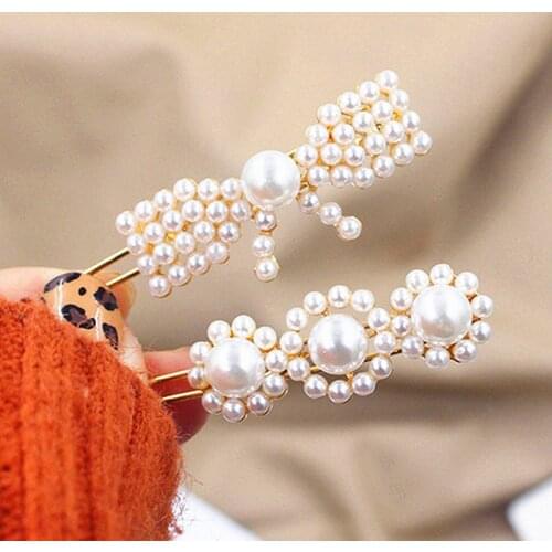 Fashion Flower Hairpin Imitation Pearl Hair Clip Barrette For Women Girls Hair Accessories Jewelry Gift wholesale