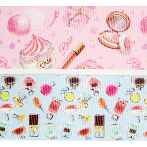 1" 25mm cartoon cosmetic tool printed grosgrain ribbon DIY polyester ribbon bow for girl packing