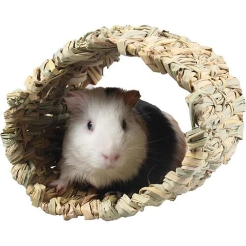 1Pc Hamster Tunnel Toy Creative Handmade Grass Woven Rabbit Squirrel Hamsters Hideaway Toy Small Animal Guinea Pig Hedgehog Toys