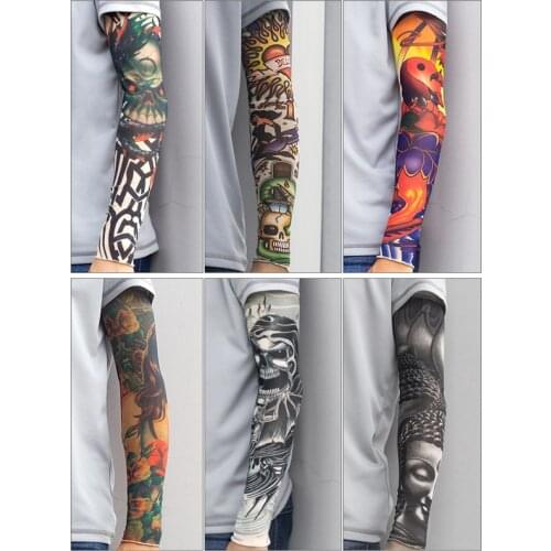 1pcs Gags Jokes Cool Devil Hordes Nylon Fake Tattoo Arm Leg Oversleeve Temporary Arm Sleeve Outdoors Games Sun Protection