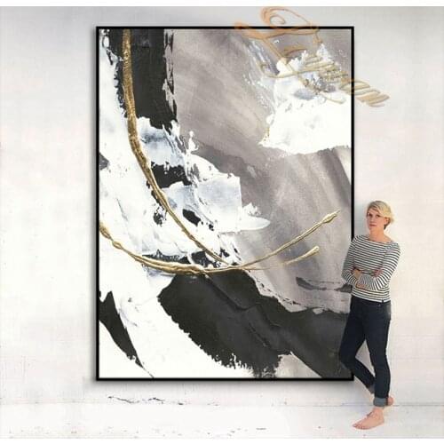 100% Hand-painted Abstract Oil Painting On Canvas In Living Room Gold Modern Wall Art Decorative Painting Frameless