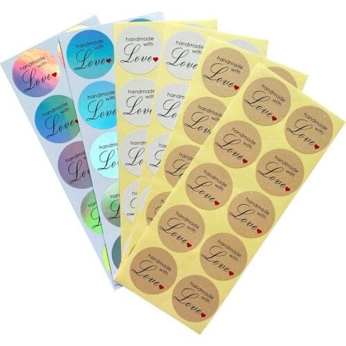 100pcs/pack Creative DIY Decorative Stickers Handmade With Love Red Heart Multifunctional Sealing Sticker