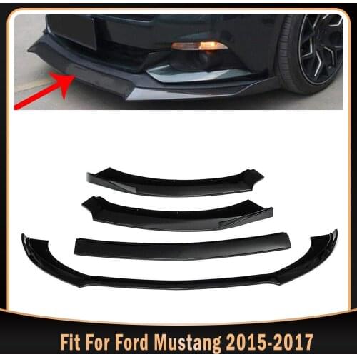 3PCS Front Bumper Splitter Lip Diffuser Protector Cover Spoiler For Ford Mustang 2015 - 2017 Carbon Look / Matte Glossy Black